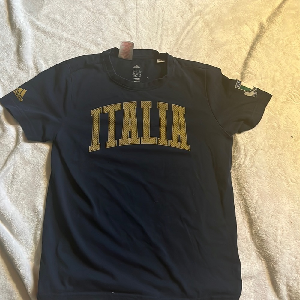 adidas italia shirt, navy color, large size